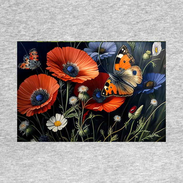 Poppies and Butterflies by Tarrby